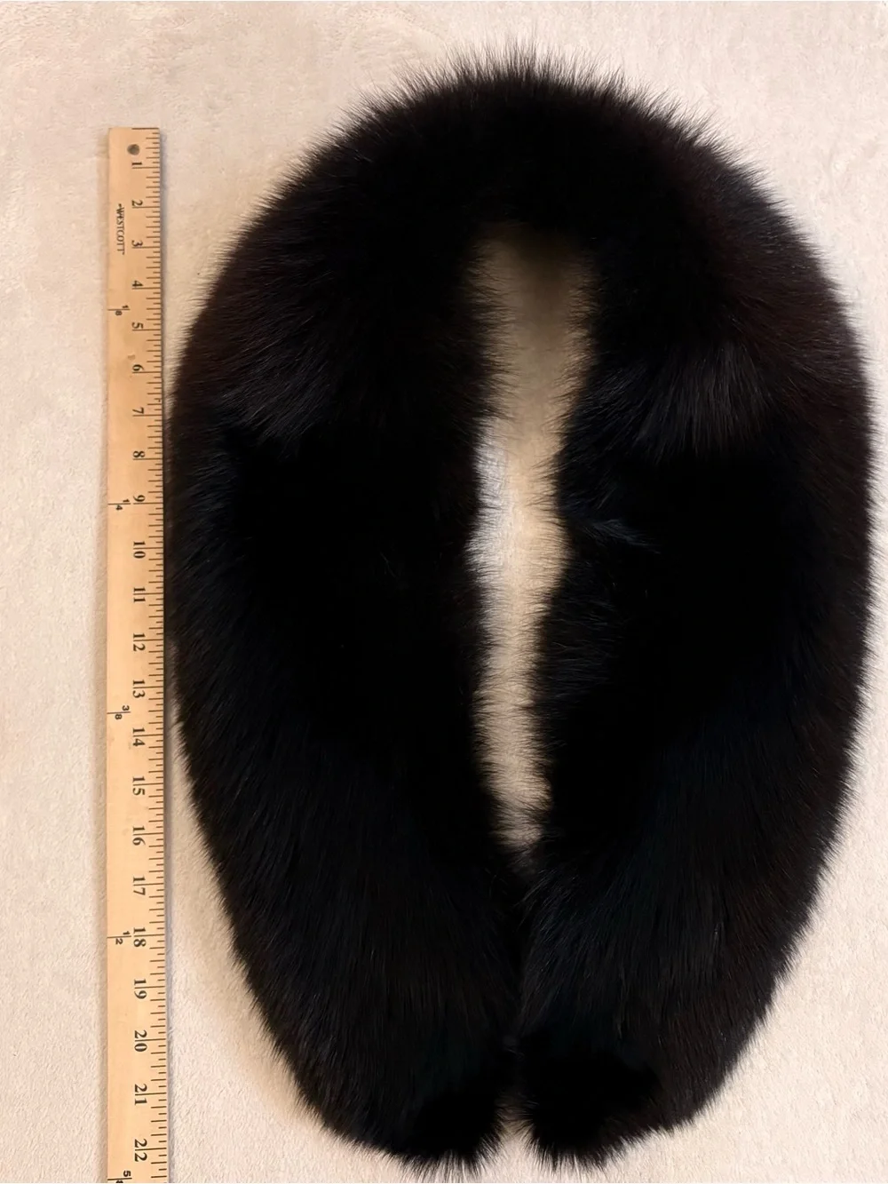 Black Luxurious Fox Fur Wrap Collar — 48 inches long